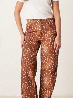 ASOS Brown Spotted Wide Leg Pants US 8